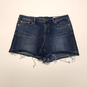 Vince Camuto Distressed Denim Jean Mid Rise Shorts Size 31/12 Stretch Waist 34"